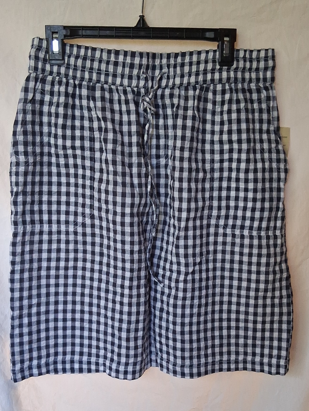 Classic Navy & White Gingham Drawstring Skirt 100% Cotton L